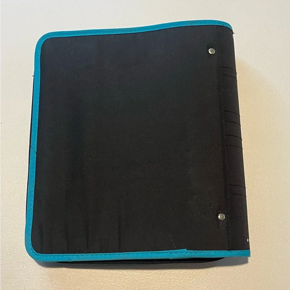 Five Star Black & Teal Zippered 3 Ring Pocketed Pencil Pouch Notebook